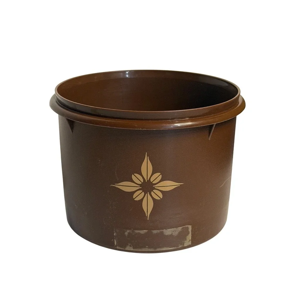 VTG 80s Tupperware Brown Servalier Canister USA Made Durable No-Lid Kitchenware‎